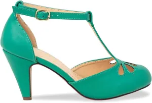 Chase & Chloe Women Mary Jane Oxford Pumps - Cute Low Kitten Heels - Retro Round Toe Shoe with Ankle Strap