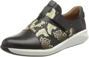 Clarks Women's Un Rio Strap Sneaker, Black Combination Leather, 9.5 M