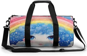 Clouds And Eyes Sport Gym Duffle Travel Bag for Women Men Overnight Weekender Bag with Shoe Compartment,Wet Pocket
