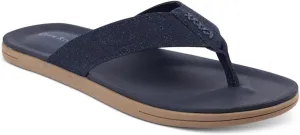 CLUBROOM Mens Navy 1 Strap Padded Riley Round Toe Slip On Flip Flop Sandal 11 M, Blue