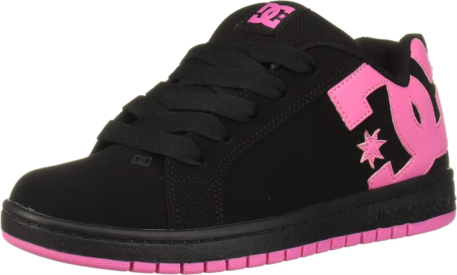 DC Unisex-Child Court Graffik Low Top Skate Shoe Sneaker, Black/Pink, 2 M M US Big Kid