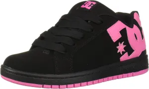 DC Unisex-Child Court Graffik Low Top Skate Shoe Sneaker, Black/Pink, 2 M M US Big Kid