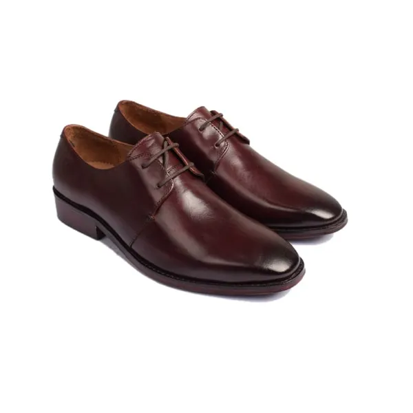 Derby Blucher Classy Shoes Burgundy Leather