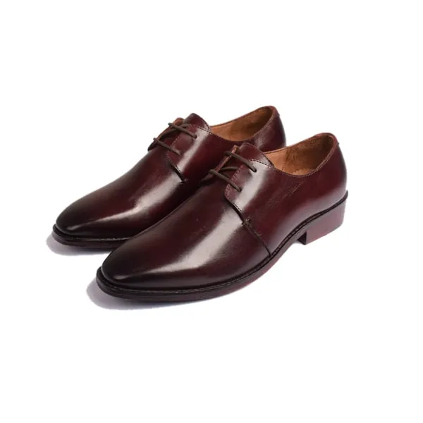 Derby Blucher Classy Shoes Burgundy Leather
