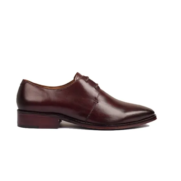 Derby Blucher Classy Shoes Burgundy Leather