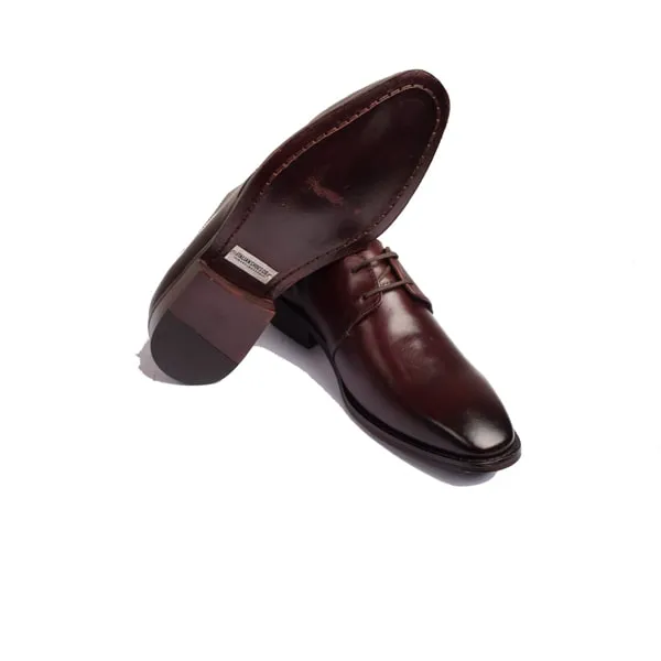 Derby Blucher Classy Shoes Burgundy Leather