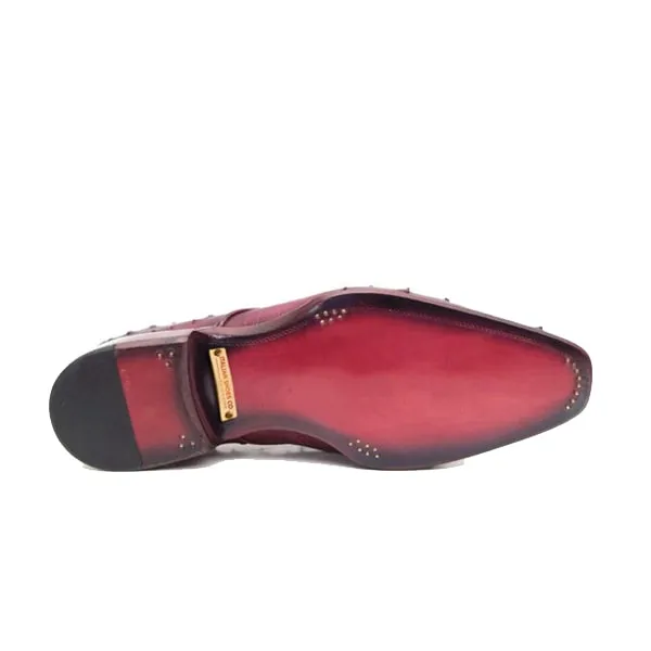 Derby Blucher Genuine Dark Purple Leather Lace up Shoes