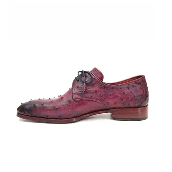 Derby Blucher Genuine Dark Purple Leather Lace up Shoes