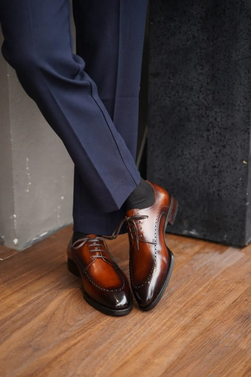 Derby Men's leather Shoes (Brown)