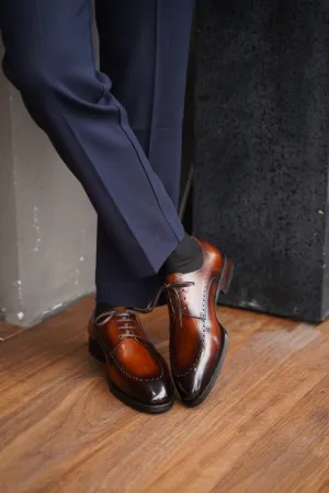 Derby Men's leather Shoes (Brown)