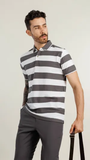 Derby Polo T-shirt-Dark Grey
