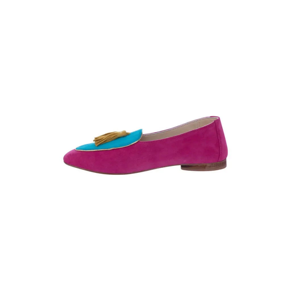 Diana in Fuchsia, Turquoise and Lemon Drop Yellow