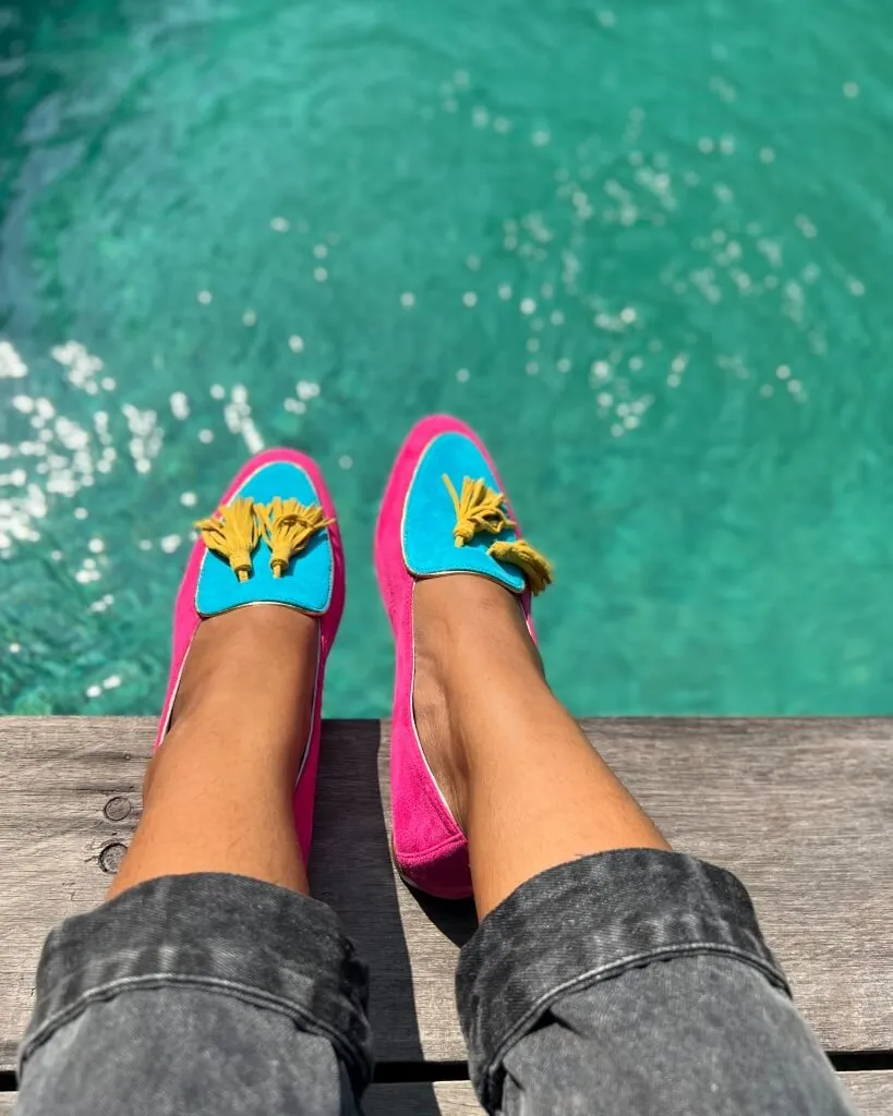 Diana in Fuchsia, Turquoise and Lemon Drop Yellow