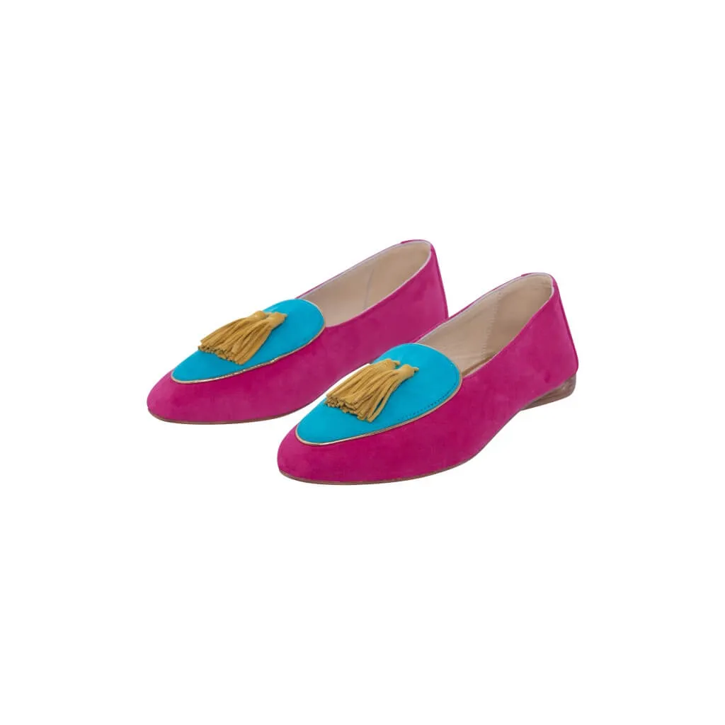 Diana in Fuchsia, Turquoise and Lemon Drop Yellow