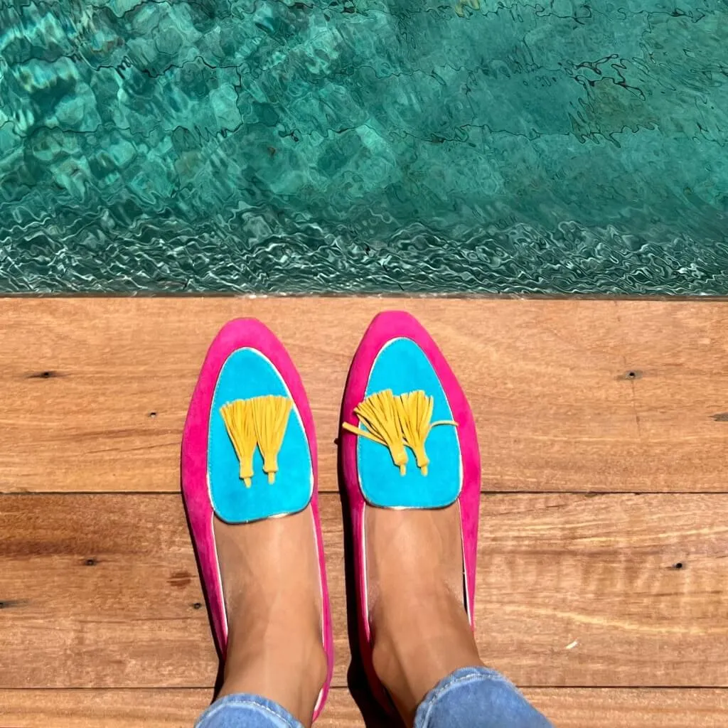 Diana in Fuchsia, Turquoise and Lemon Drop Yellow