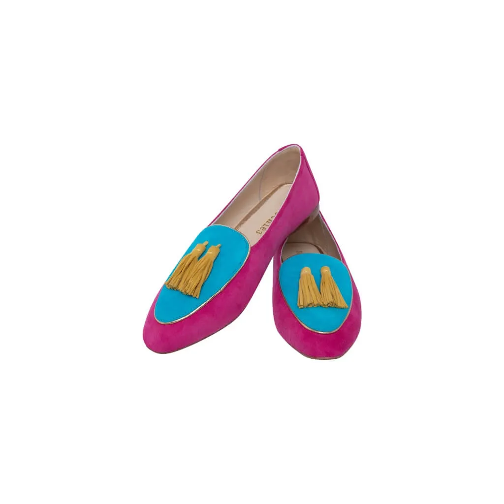 Diana in Fuchsia, Turquoise and Lemon Drop Yellow