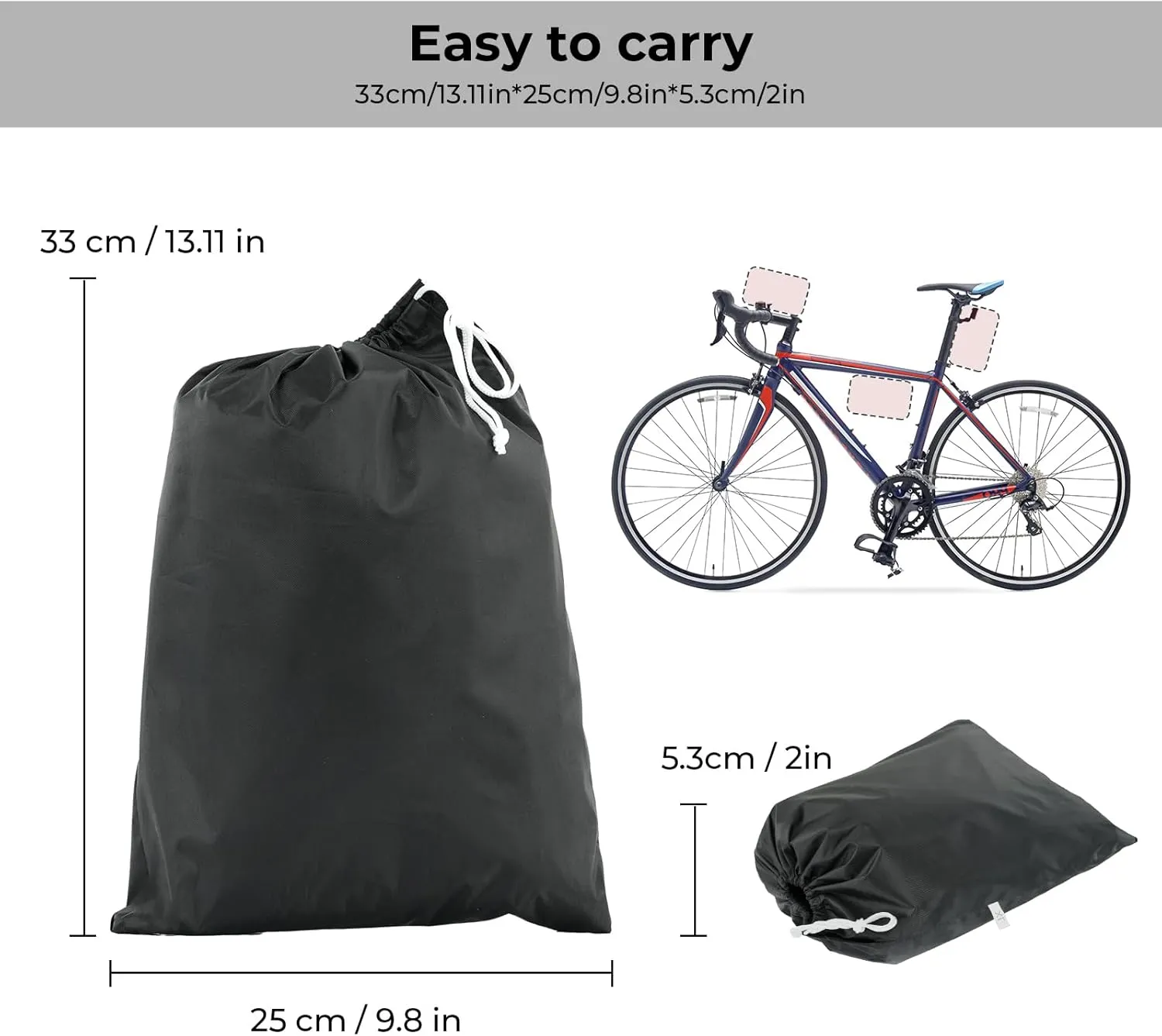 Electric Bike Cover Thicken Oxford 210D, Wind Rain Sun UV Dust Proof Constant Protection Bicycle Covers with Lock Hole Storage Bag with Lock Hole for Mountain Road Electric Bike, Black