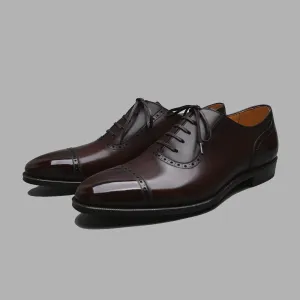 Erskine Hand Grade Adelaide Cap Toe Oxford in Dark Brown Vocalou Calf Leather