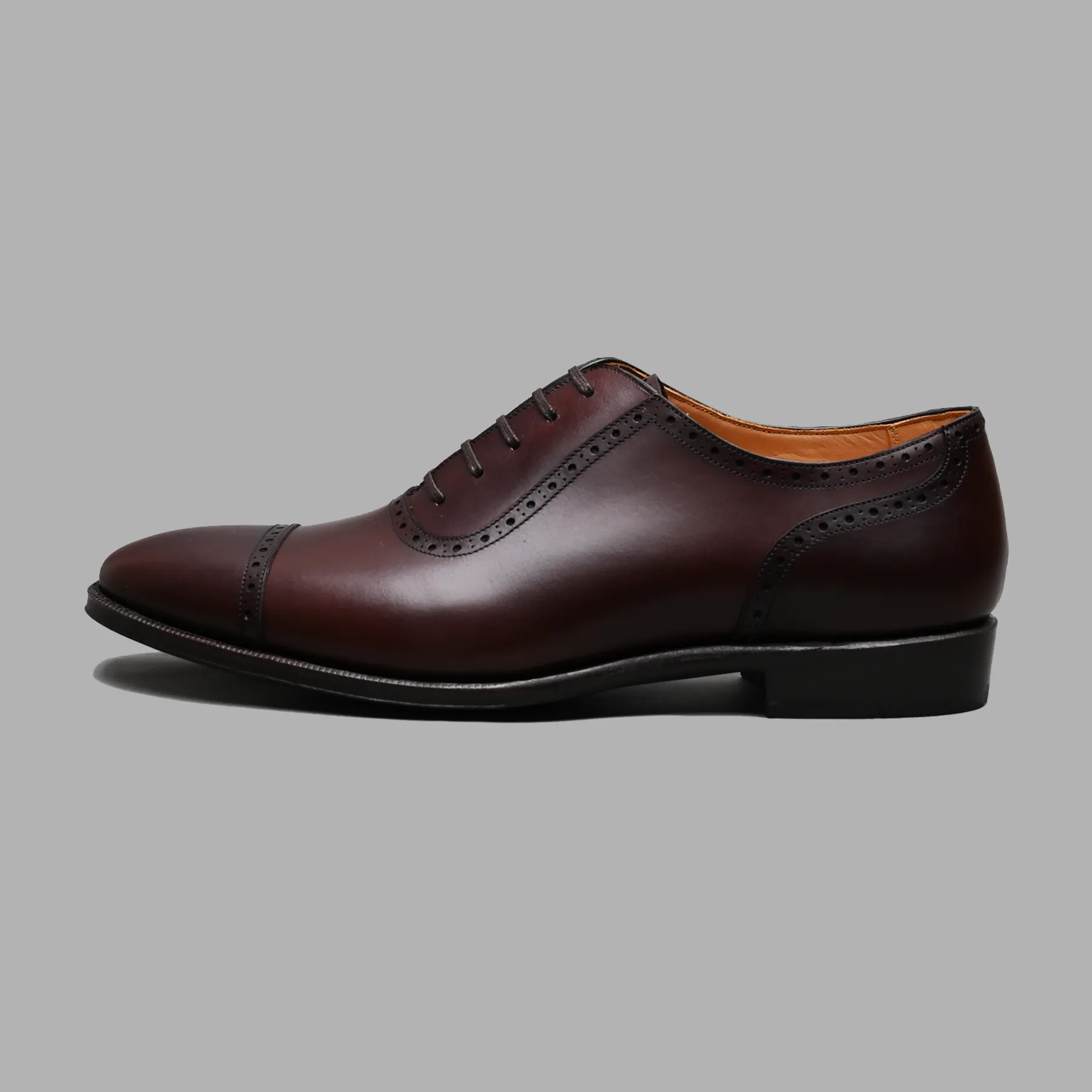 Erskine Hand Grade Adelaide Cap Toe Oxford in Dark Brown Vocalou Calf Leather