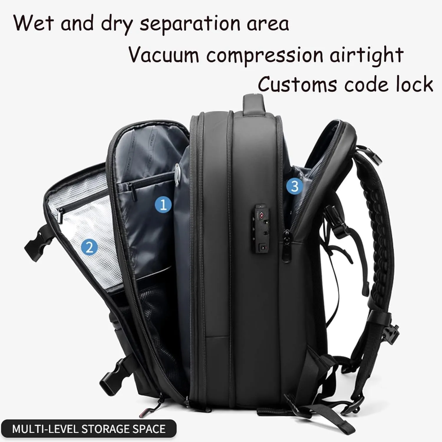 Ezyvac Backpack, Ezyvac Backpack with Vacuum Compression, 2025 Upgraded 60l Expandable Bag with Vacuum Compression (Advanced-Black)