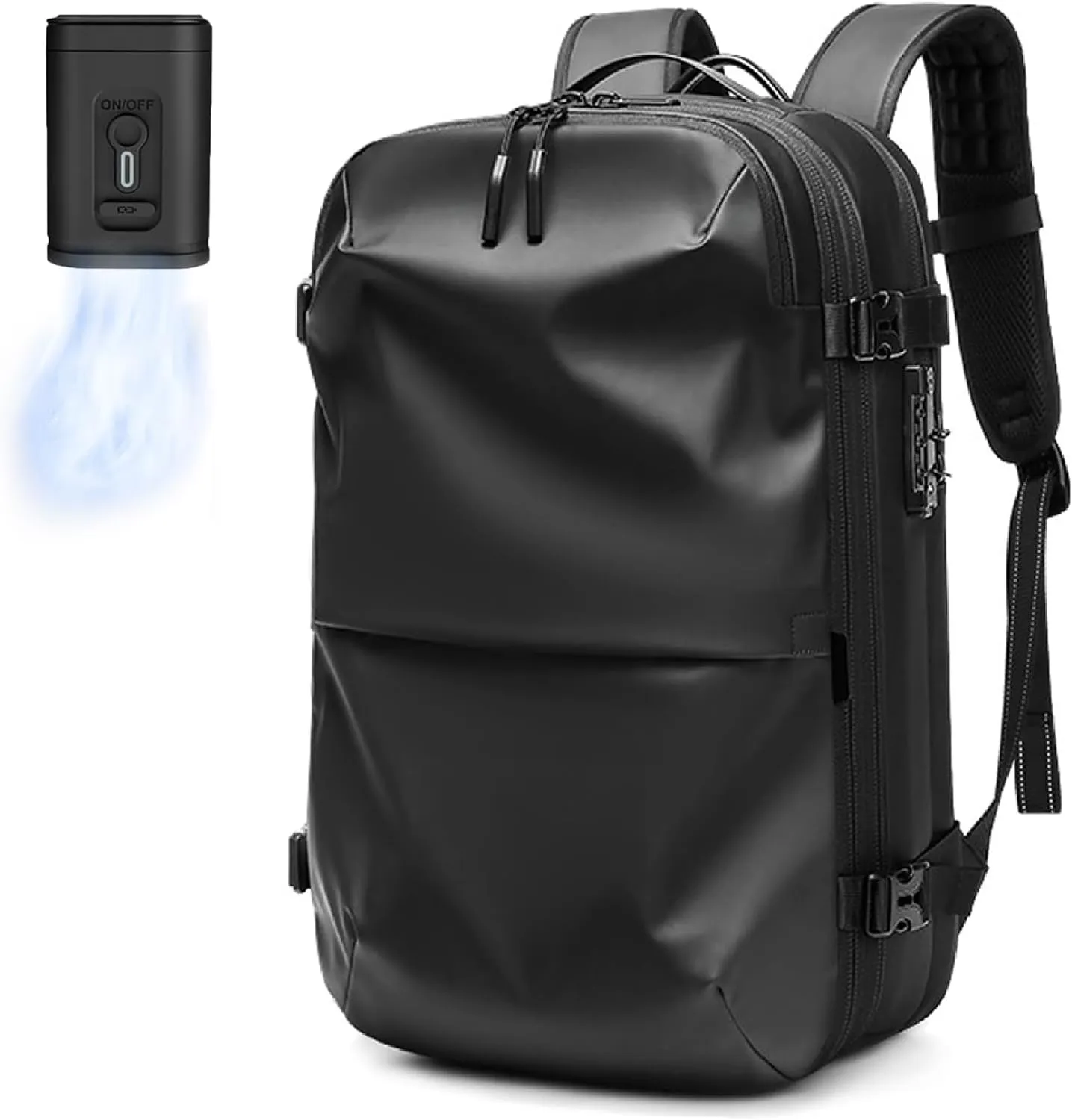 Ezyvac Backpack, Ezyvac Backpack with Vacuum Compression, 2025 Upgraded 60l Expandable Bag with Vacuum Compression (Advanced-Black)