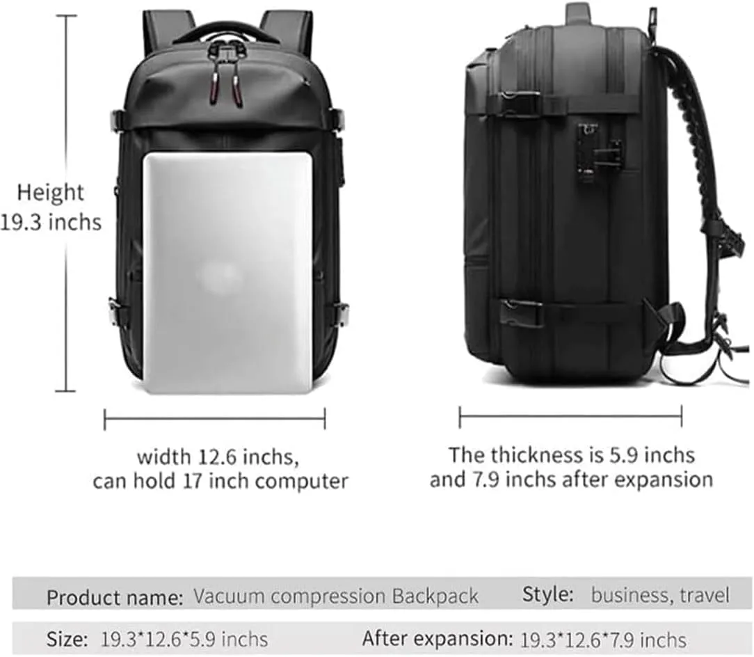 Ezyvac Backpack, Ezyvac Backpack with Vacuum Compression, 2025 Upgraded 60l Expandable Bag with Vacuum Compression (Advanced-Black)