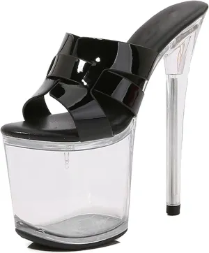 F&A LOVING Women's Clear Platform Slide 8 inch Heel Stiletto Sandal Shoes