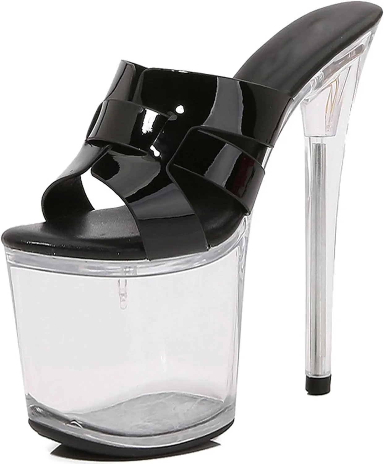 F&A LOVING Women's Clear Platform Slide 8 inch Heel Stiletto Sandal Shoes
