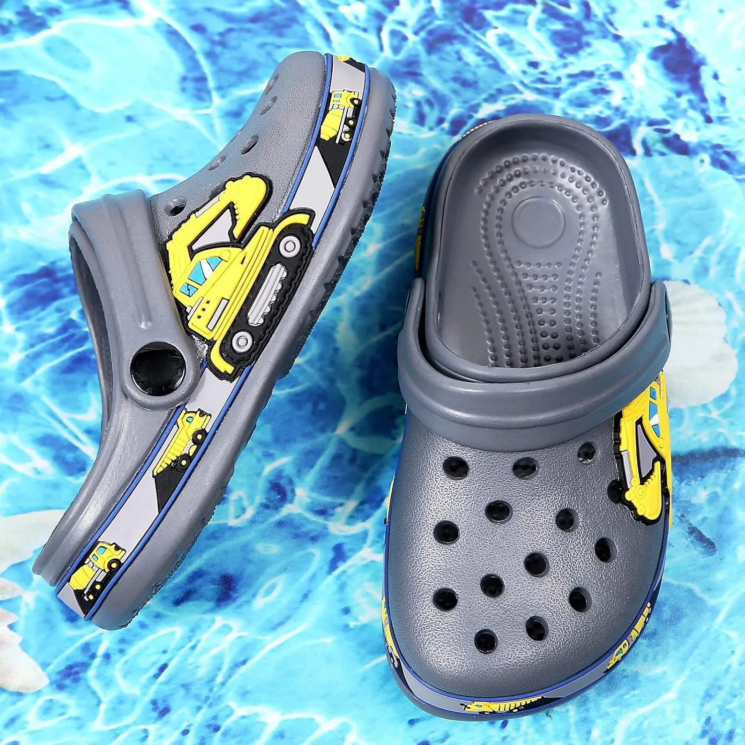 FLIOZY Boys Girls Garden Clogs: Classic Graphic Beach Sandals - Summer Slip On Water Shoes - Outdoor Non-Slip Slippers for Toddler Little/Big Kid