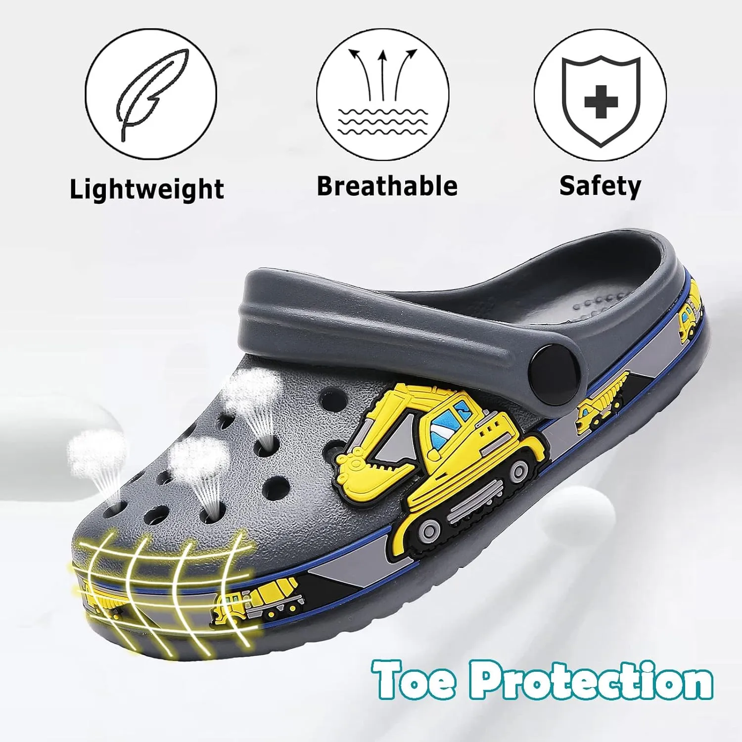 FLIOZY Boys Girls Garden Clogs: Classic Graphic Beach Sandals - Summer Slip On Water Shoes - Outdoor Non-Slip Slippers for Toddler Little/Big Kid