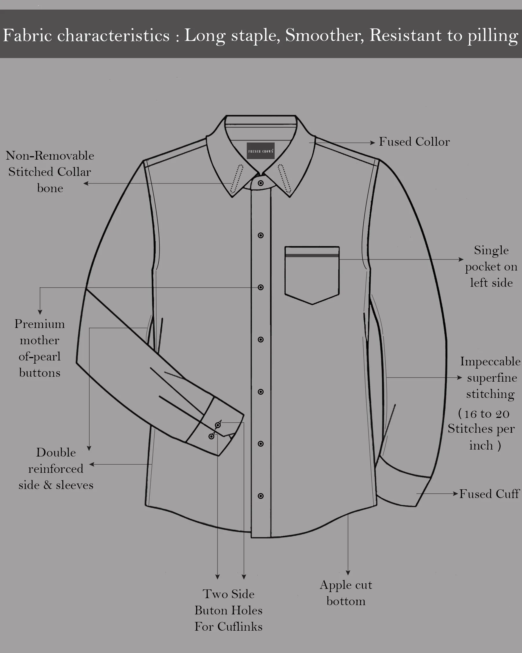 French Gray Striped Herringbone Shirt