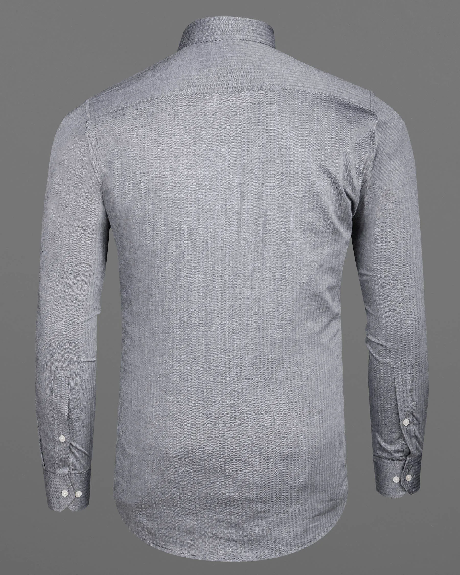 French Gray Striped Herringbone Shirt