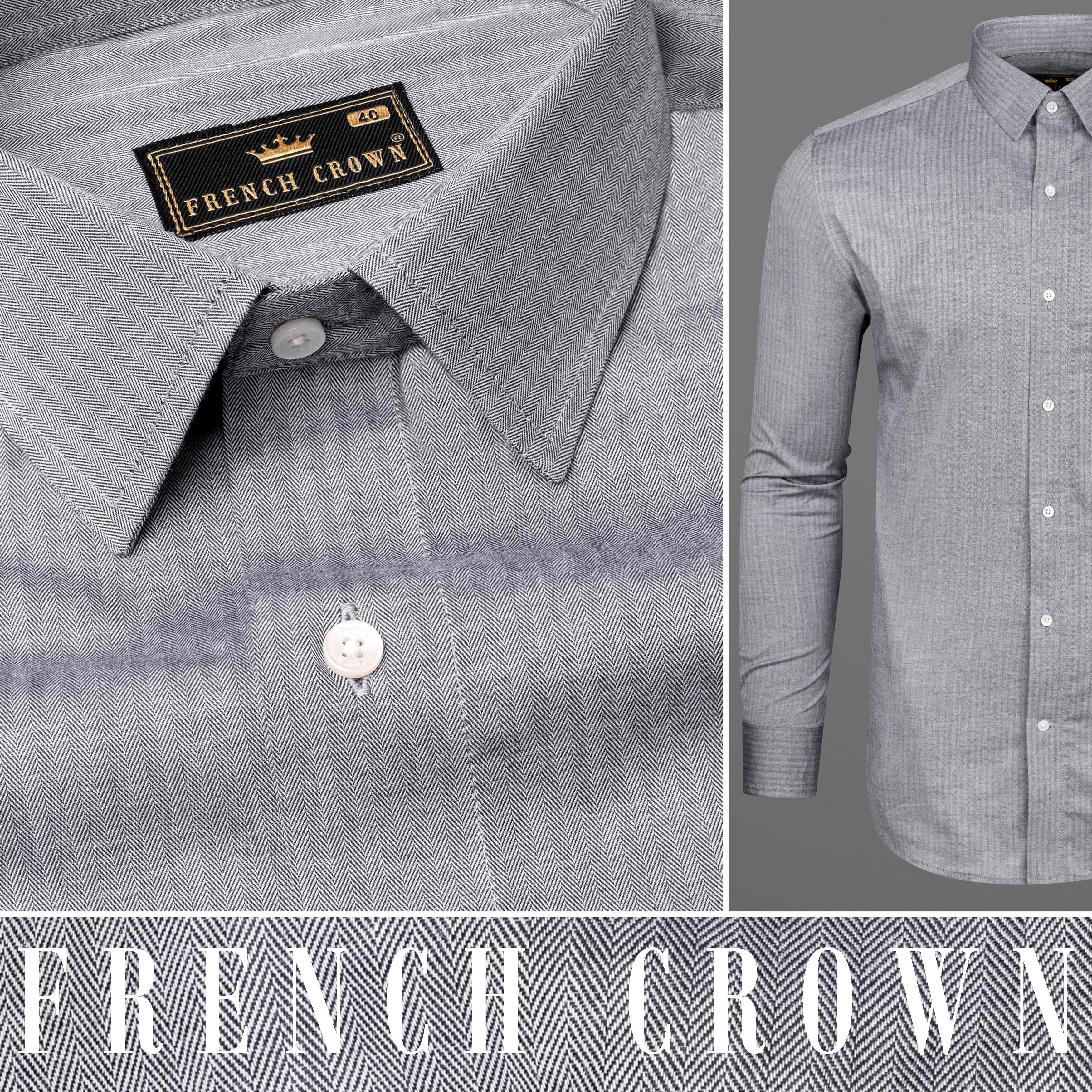French Gray Striped Herringbone Shirt