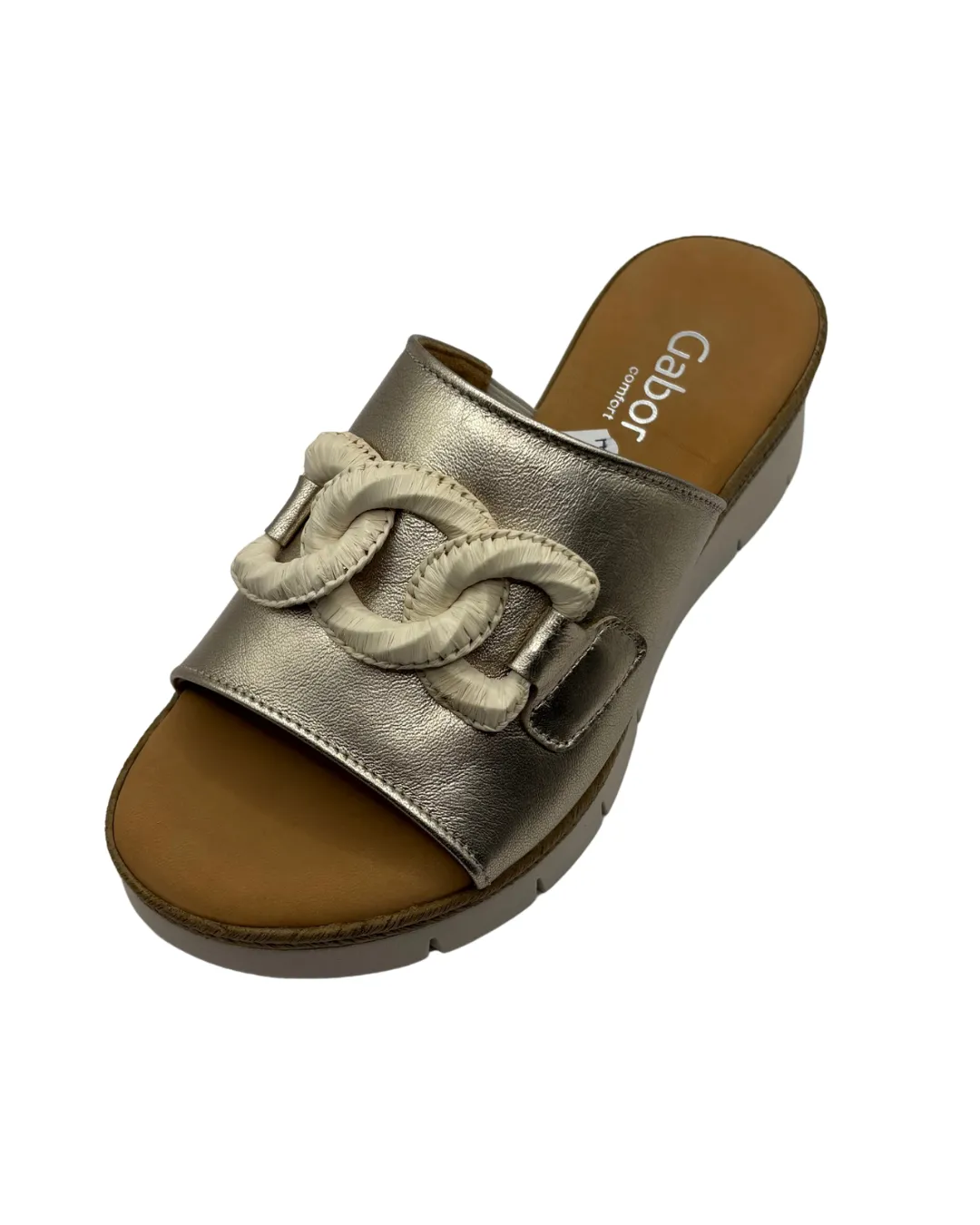 Gabor Rose Gold Wedge Slip on Sandal
