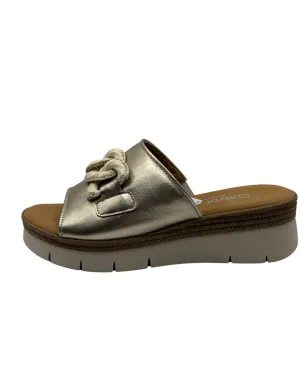 Gabor Rose Gold Wedge Slip on Sandal
