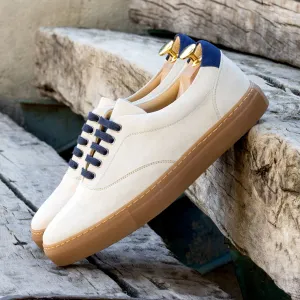 Gentlemen Ocio Sneaker - Ivory & Navy Blue Kid Suede Calf Leather