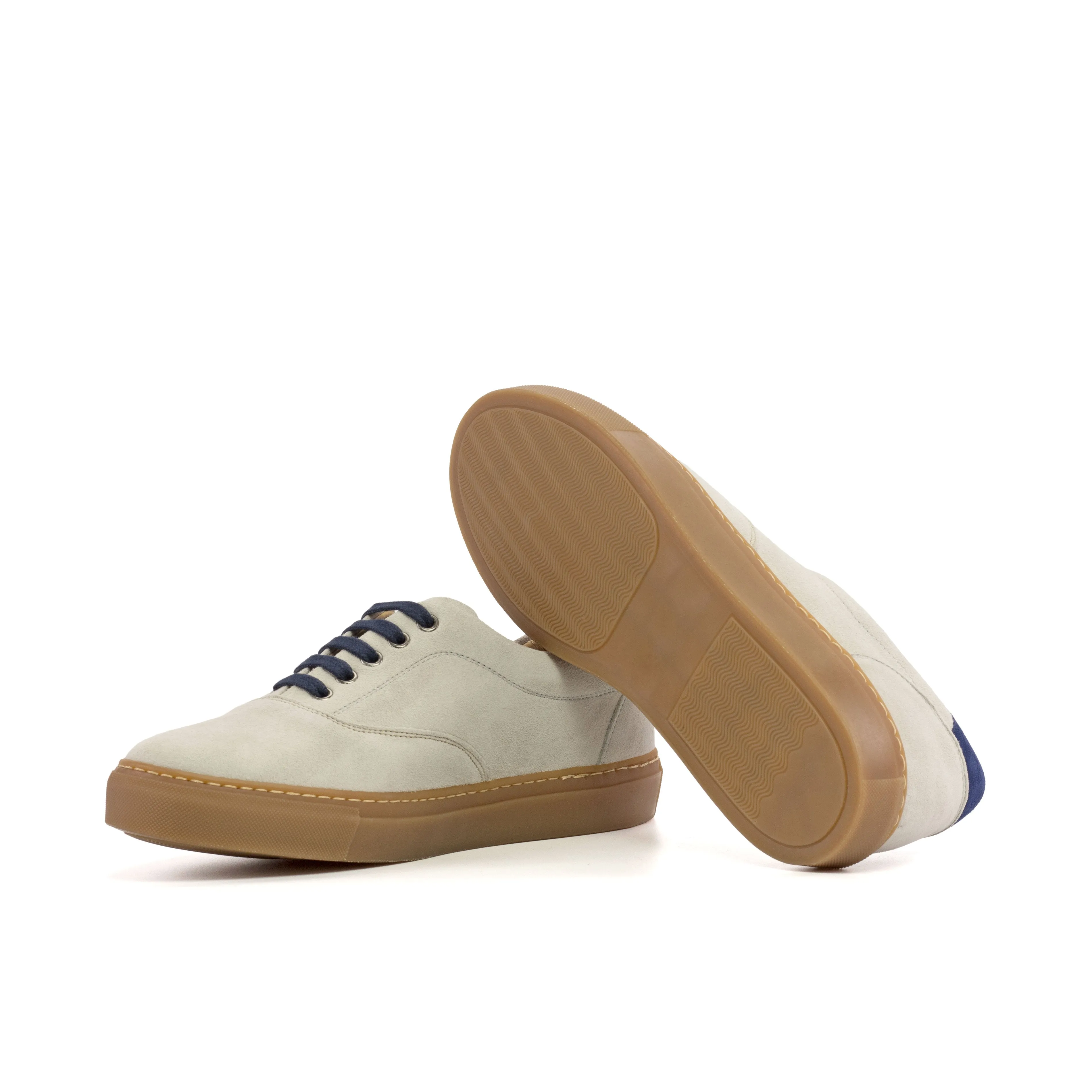 Gentlemen Ocio Sneaker - Ivory & Navy Blue Kid Suede Calf Leather