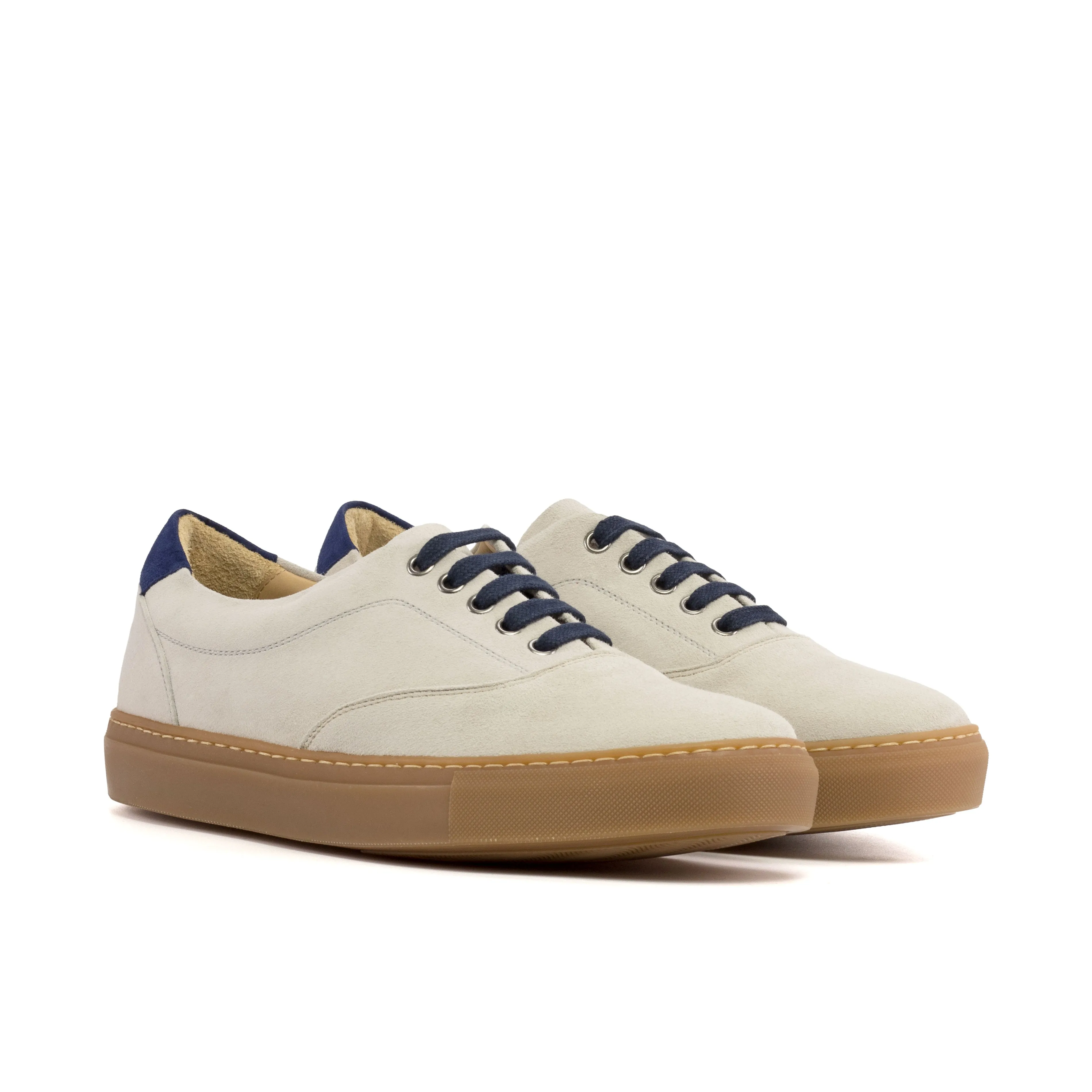 Gentlemen Ocio Sneaker - Ivory & Navy Blue Kid Suede Calf Leather
