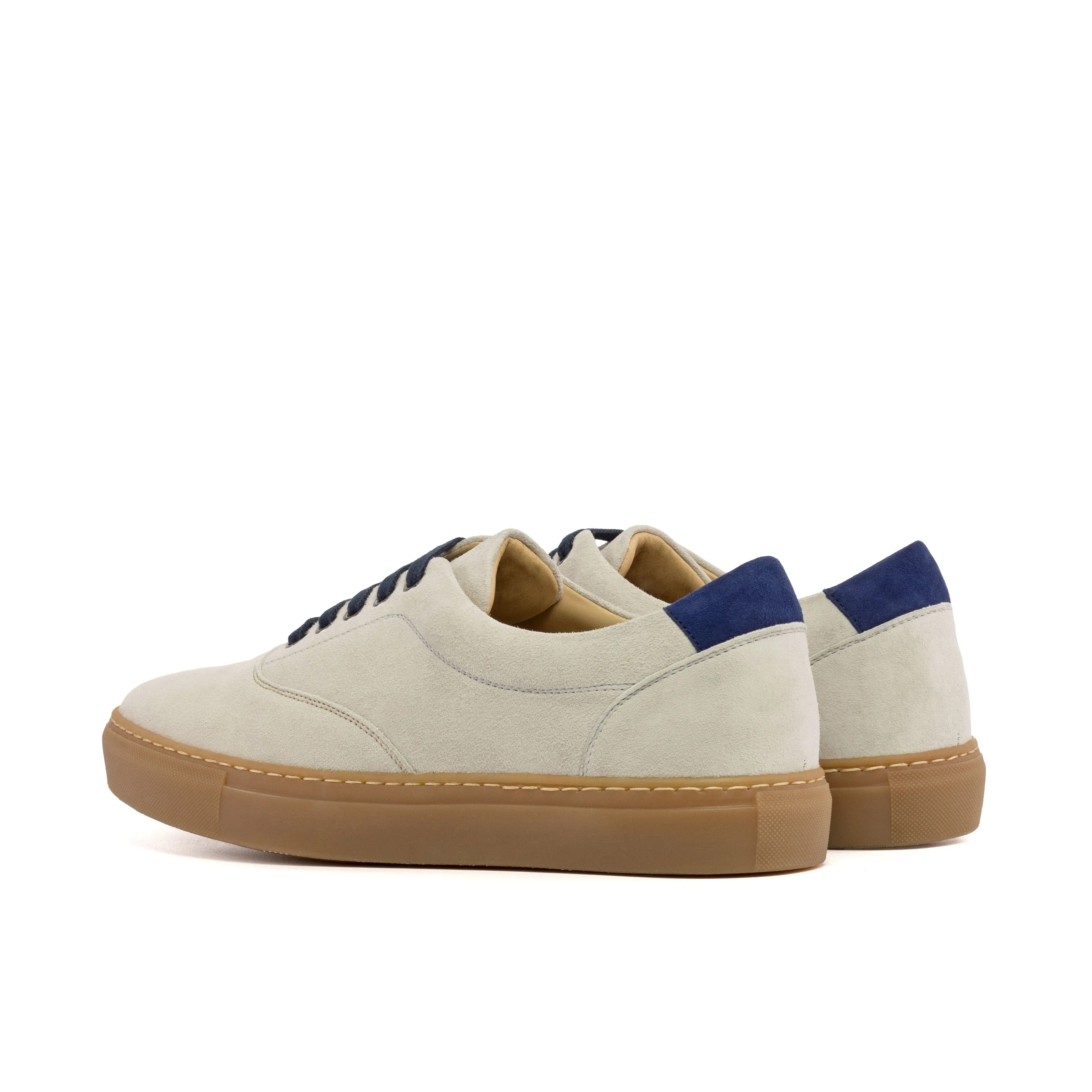Gentlemen Ocio Sneaker - Ivory & Navy Blue Kid Suede Calf Leather