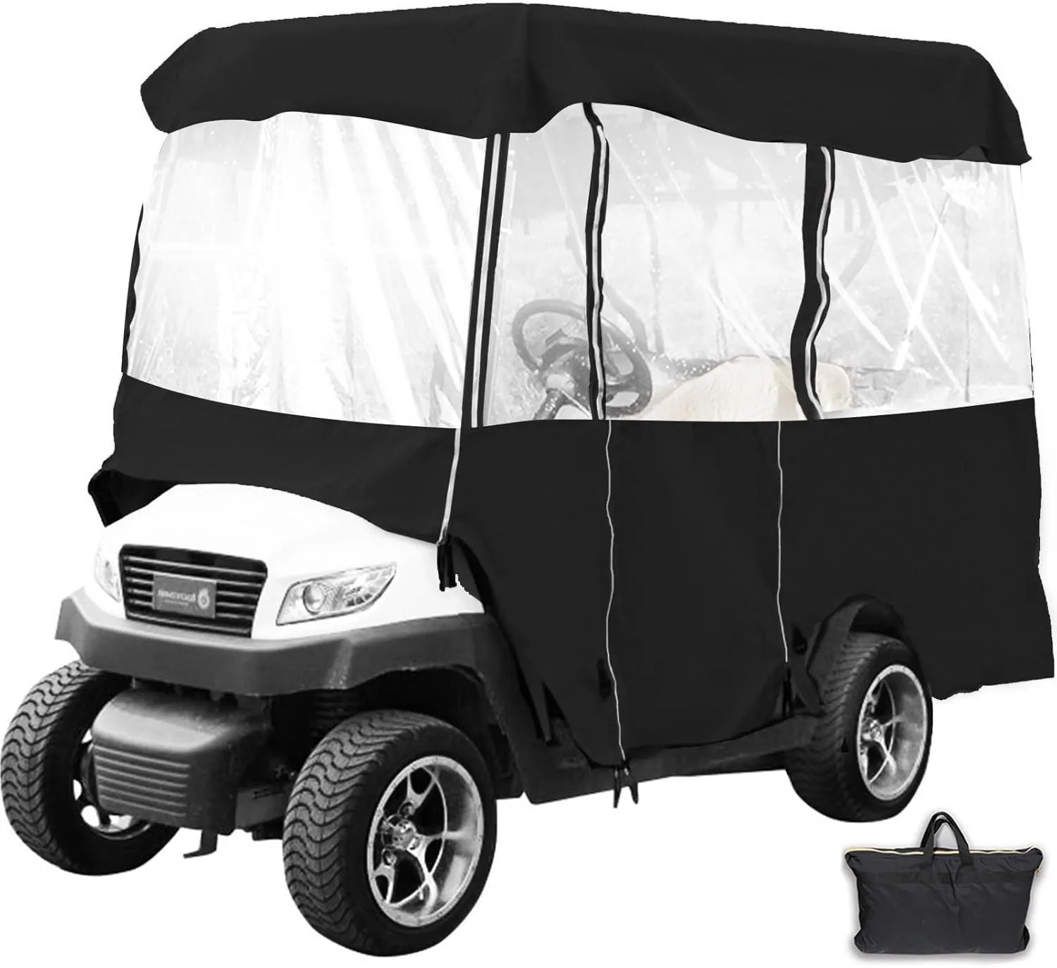 Golf Cart Enclosure Waterproof 4-Person - Outdoor Cart Cover Driving Enclosure with Transparent Windows fits for Most Brand Carts Club Car