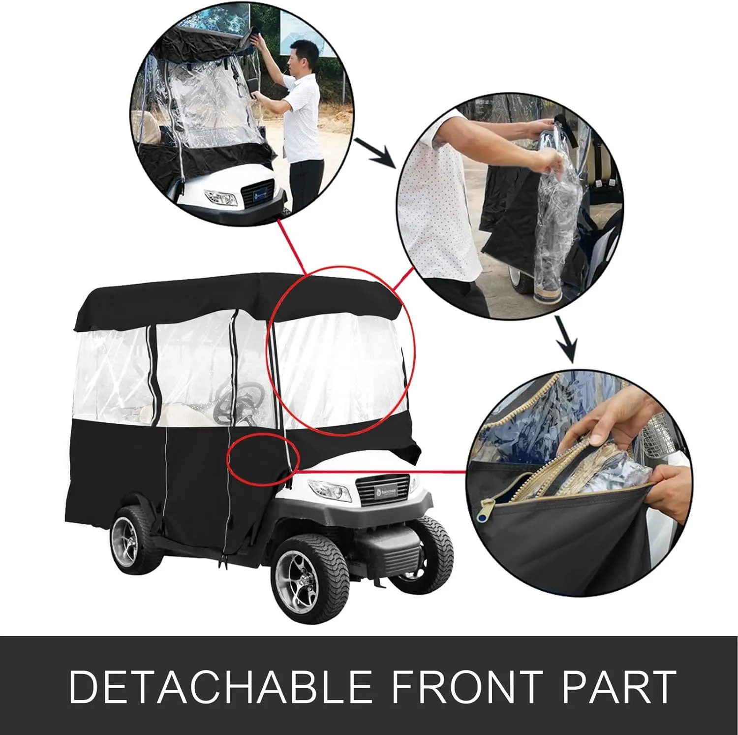 Golf Cart Enclosure Waterproof 4-Person - Outdoor Cart Cover Driving Enclosure with Transparent Windows fits for Most Brand Carts Club Car