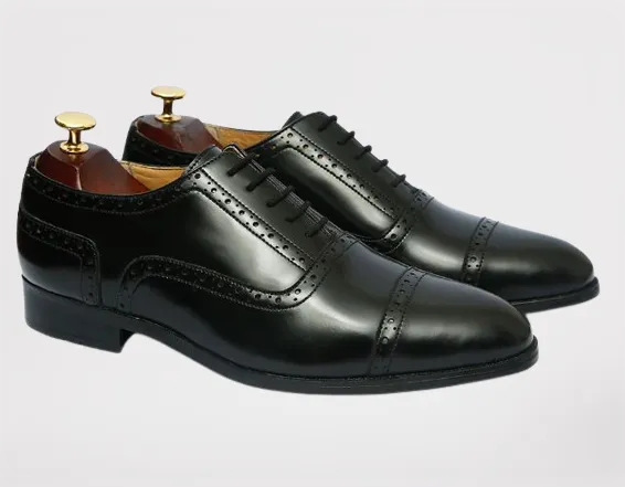 Handmade Black Dress Leather Oxford Shoes for Men