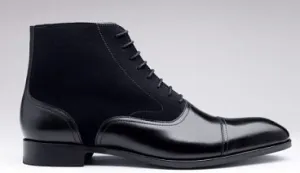 Handmade Black Leather Ankle Boots for Men