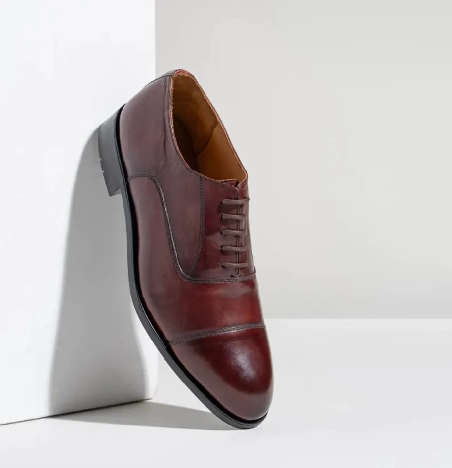 Handmade Brown Calf Leather Oxford Shoes for Men