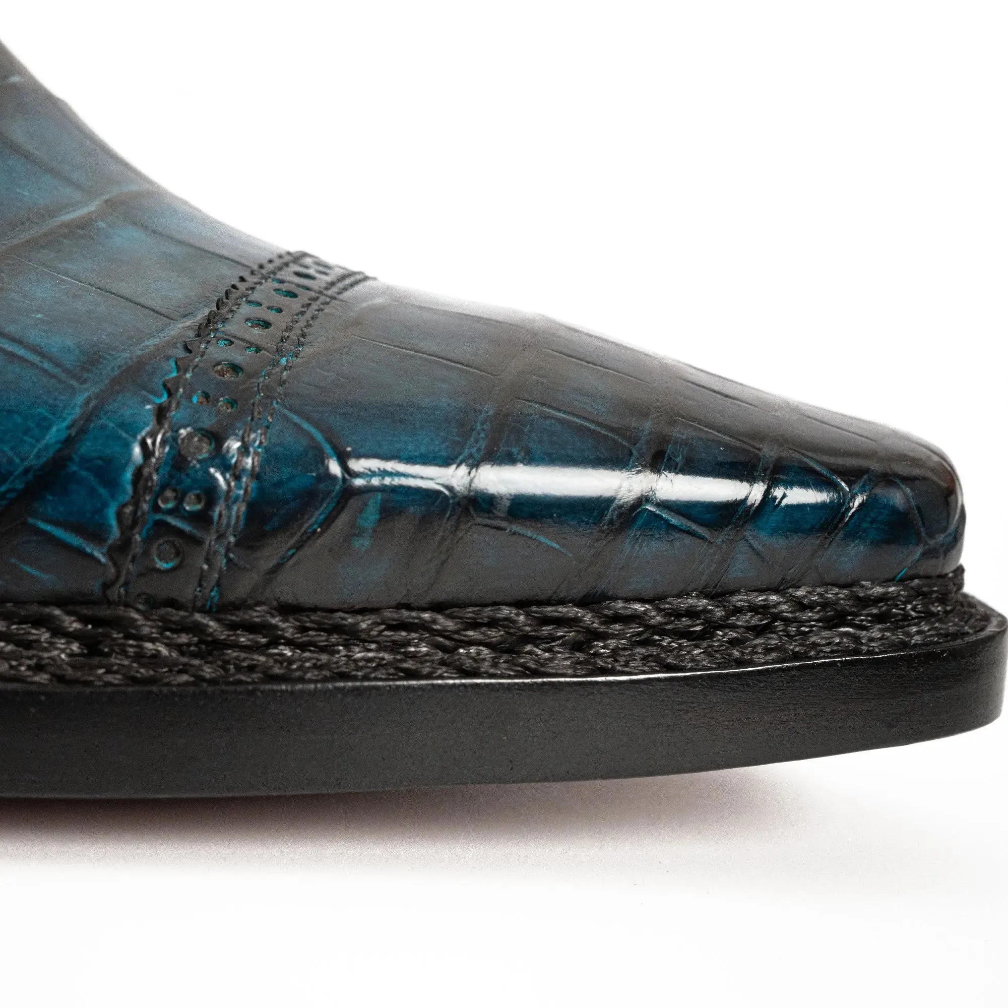 Handmade Nile Crocodile Derby – Norwegian Stitch & Silk Lining