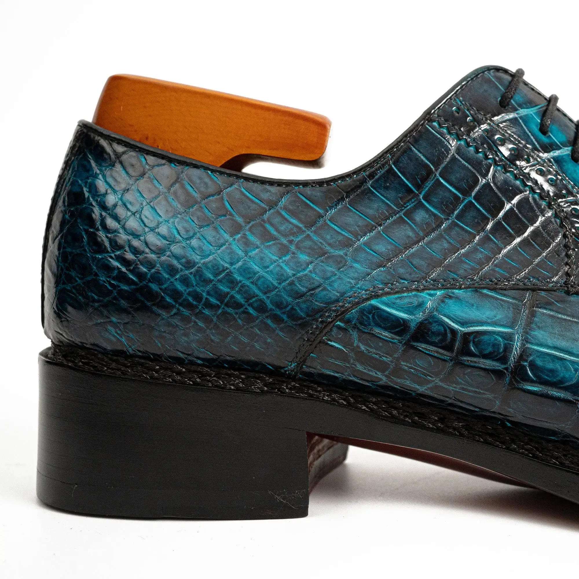 Handmade Nile Crocodile Derby – Norwegian Stitch & Silk Lining