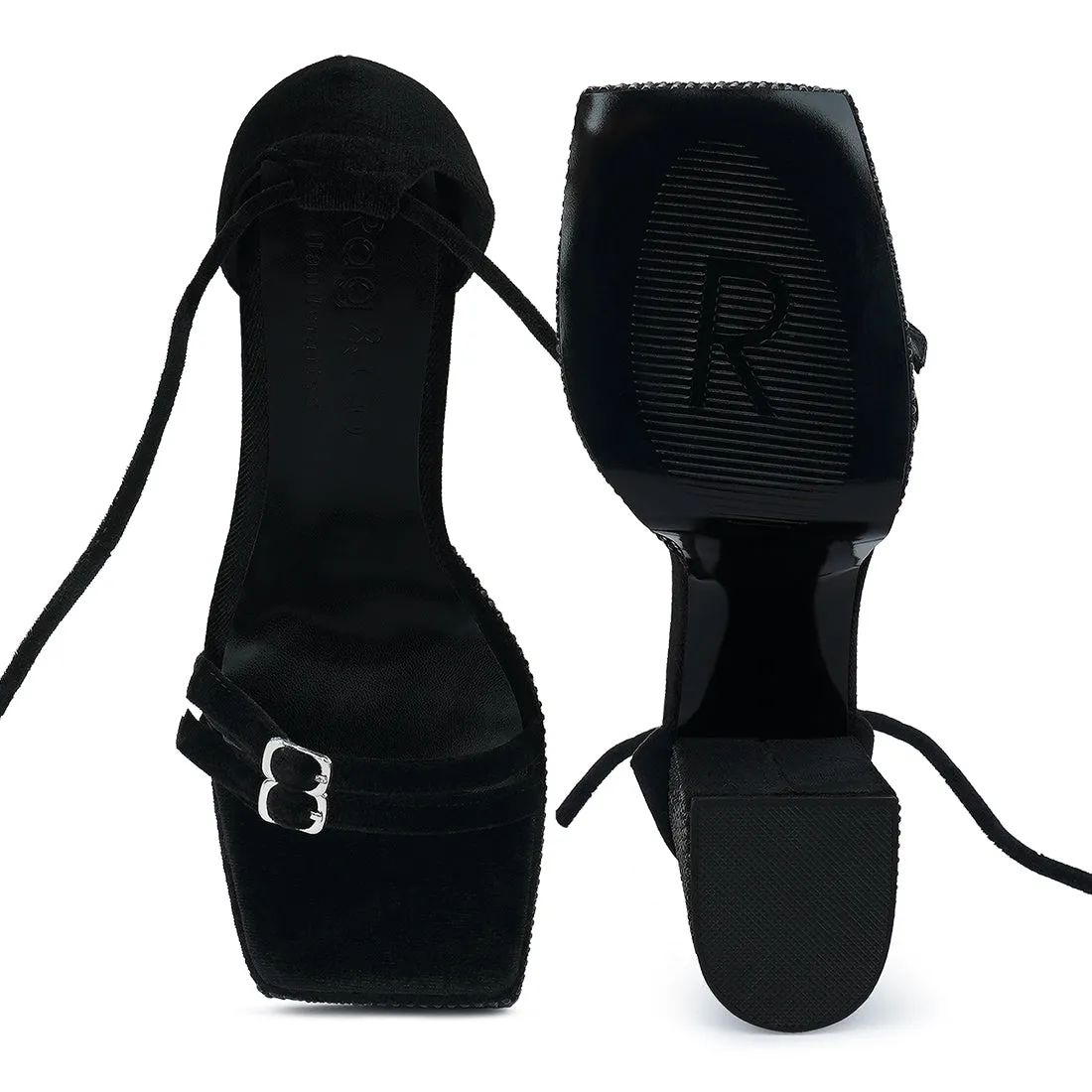 High Platform Diamante Lace Up Sandals