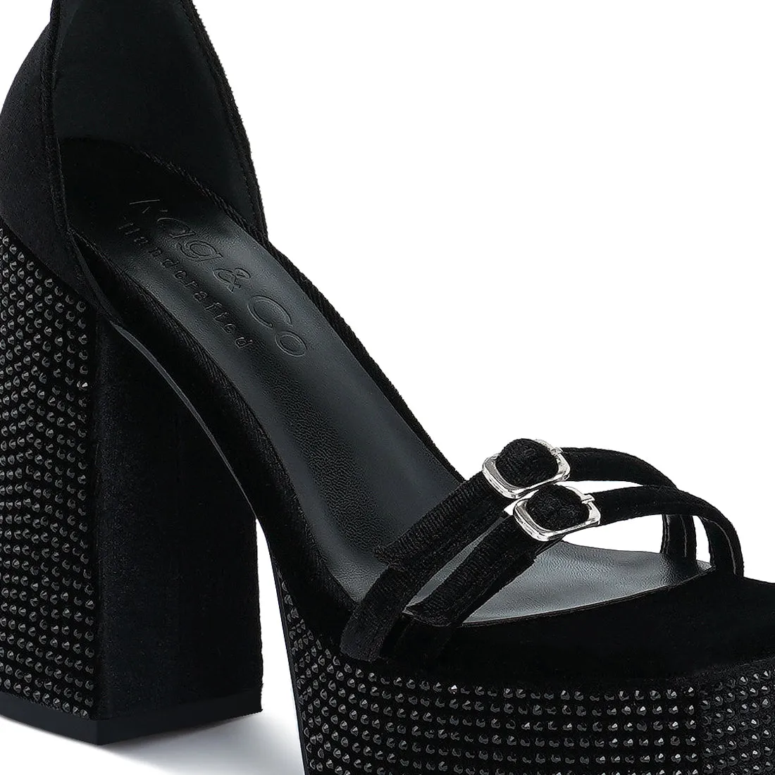 High Platform Diamante Lace Up Sandals