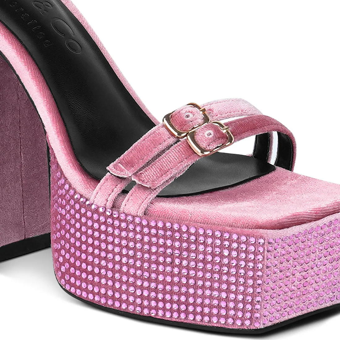 High Platform Diamante Lace Up Sandals