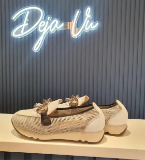 Hispanitas Pale Grey Mesh Loafers - 36/UK 3